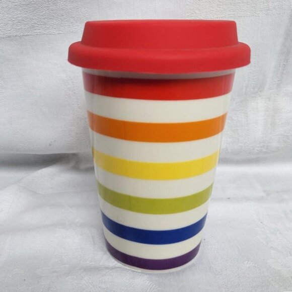 Striped handleless coffee travel mug from the Abbott Collection - Picture 1 of 6